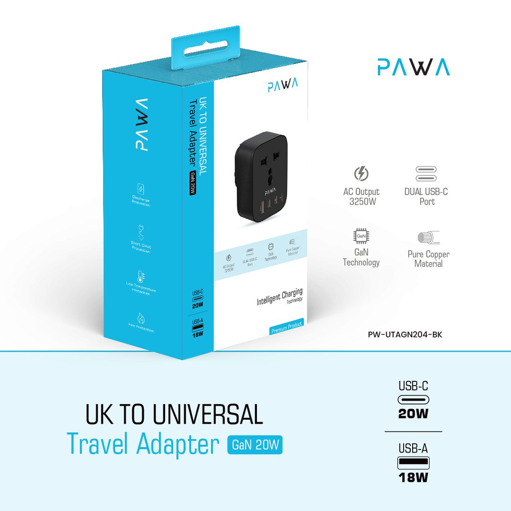 شاحن هاتف جداري PW-UTAGN204-BK