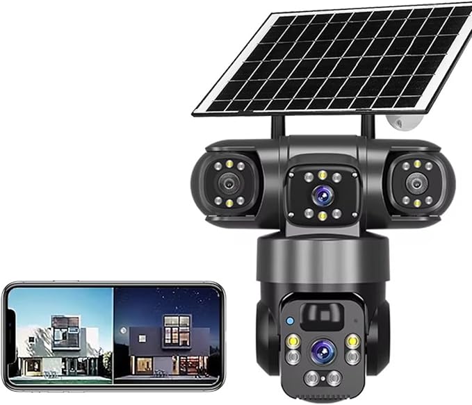 كاميرا بالطاقة الشمسية 3 عدسات نسخة GEEK SPACE - Wifi