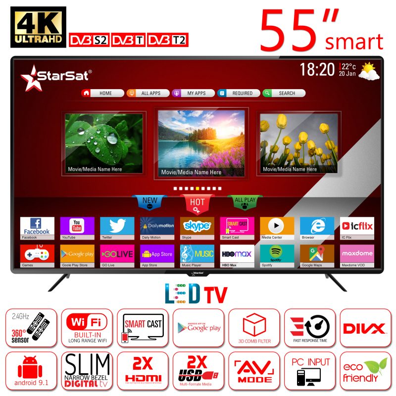شاشة ستار سات 4K سمارت  SMART TV 55TSM48