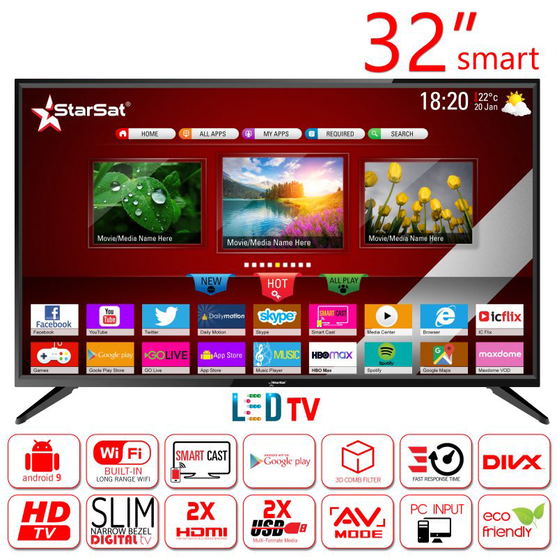 شاشة ستار سات 32 سمارت SV-3205 TS/S2 SMART