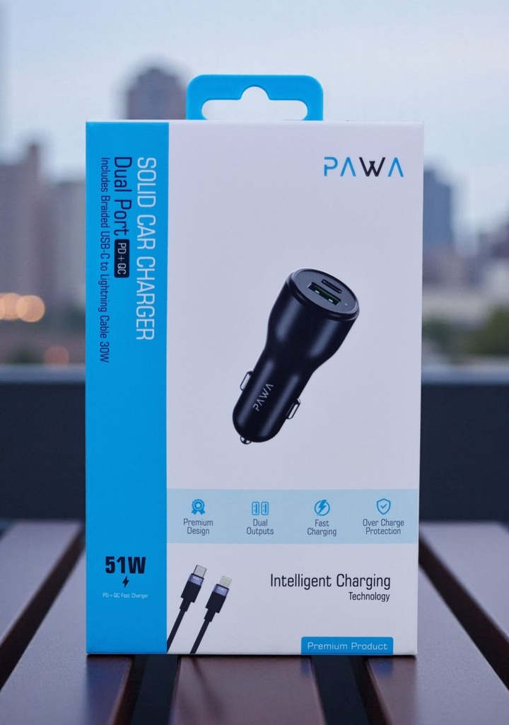 شاحن هاتف لسيارة 51W PW-CC51CA5L-BK