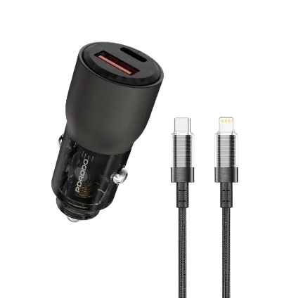 شاحن سيارة 2 في 1 PD-FWCH047-BK