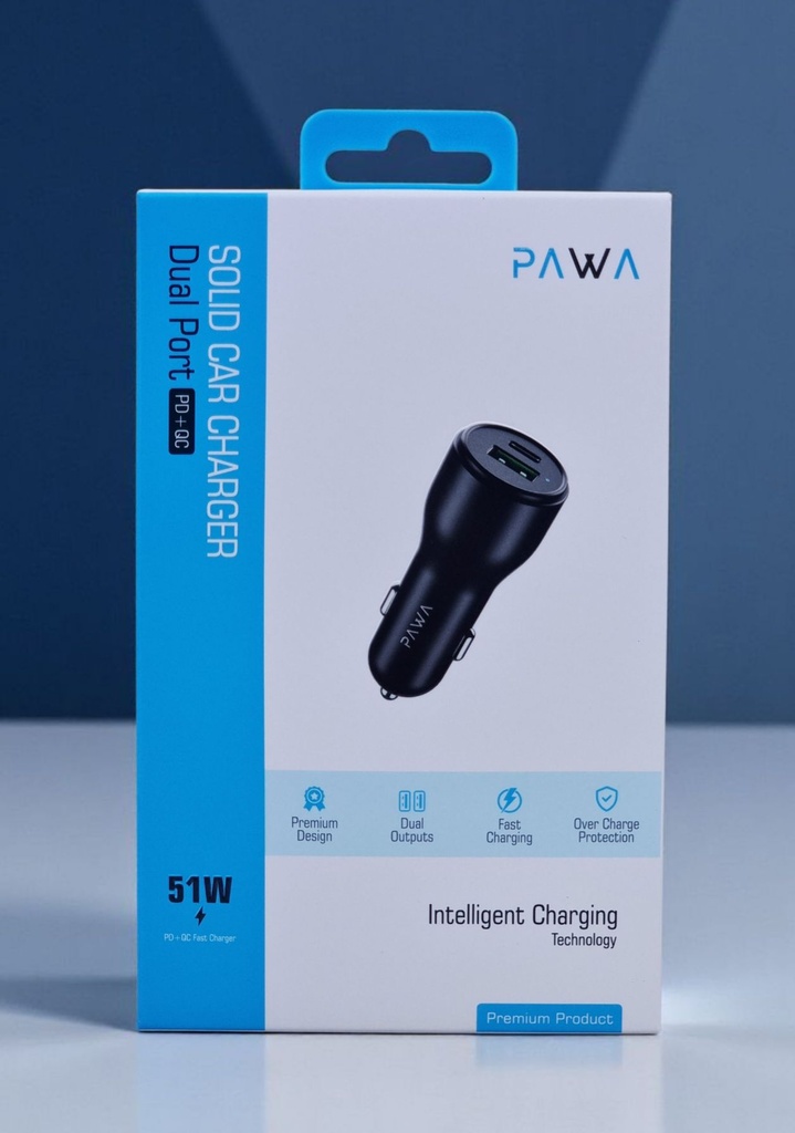 شاحن هاتف لسيارة 51W PW-CC51WCA5-BK