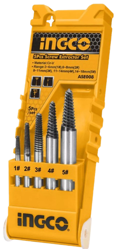 [INECO] عدة فك البراغي المكسورة ASE008 INGCO 5P